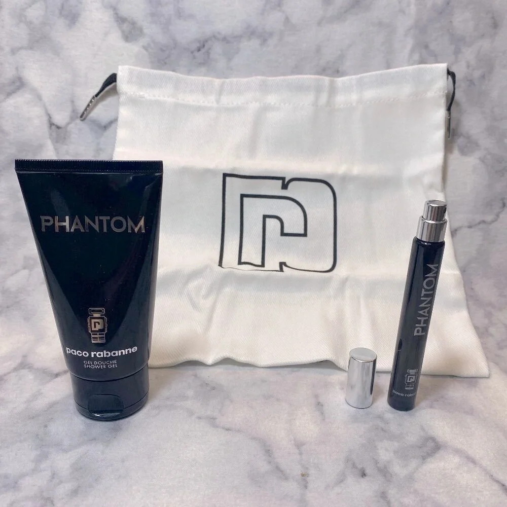 Paco Rabanne Phantom Travel Kit-Bag,Shower Gel 75ml&Spray 10ml-3pc-BOXED-NEW